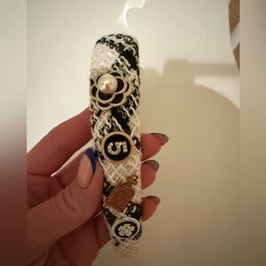 Elegant Black and White Embellished Headband